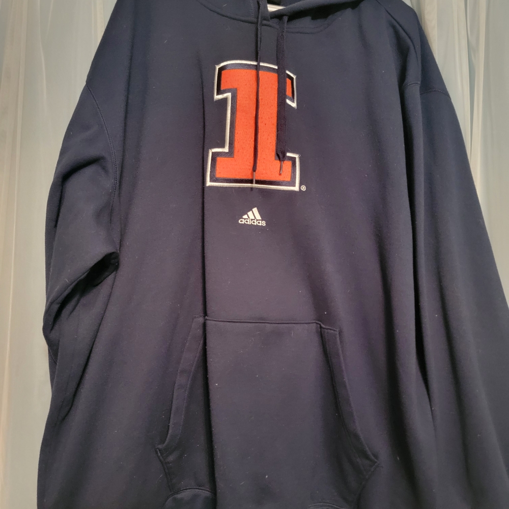 Adidas Men's Dark Blue Hoodie with Red Accent